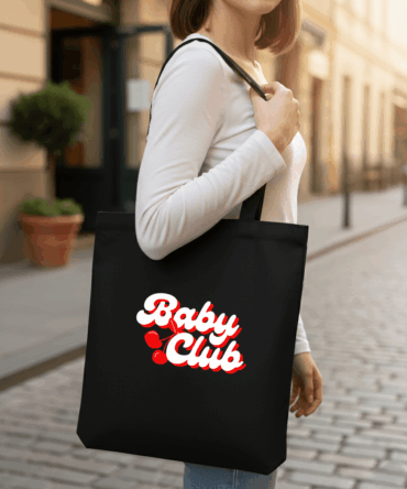 Baby Club – Black Cotton Tote Bag