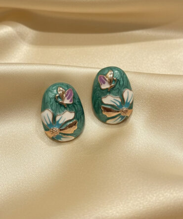 Enamel Earrings - Green