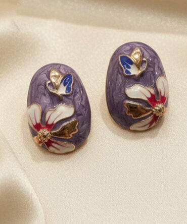 Enamel Earrings - Purple