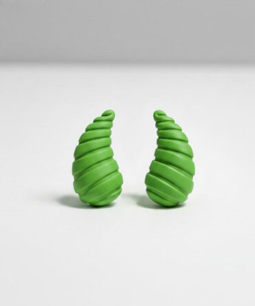 Green Horn Stud Earrings