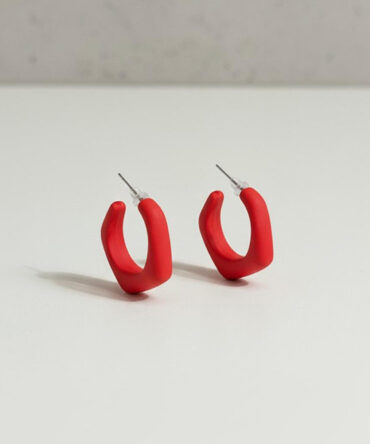 Chunky Red Hoop Earrings