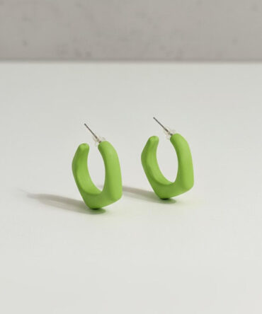 Chunky Green Hoop Earrings