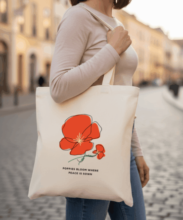 Poppies Bloom – Off White Cotton Tote Bag