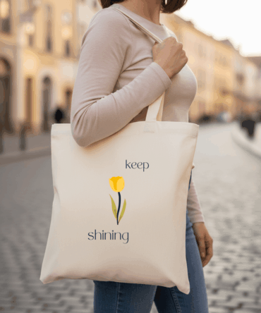 Keep Shining – Off White Cotton Tote Bag