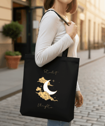 Starlet – Black Cotton Tote Bag