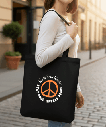 Peace – Black Cotton Tote Bag