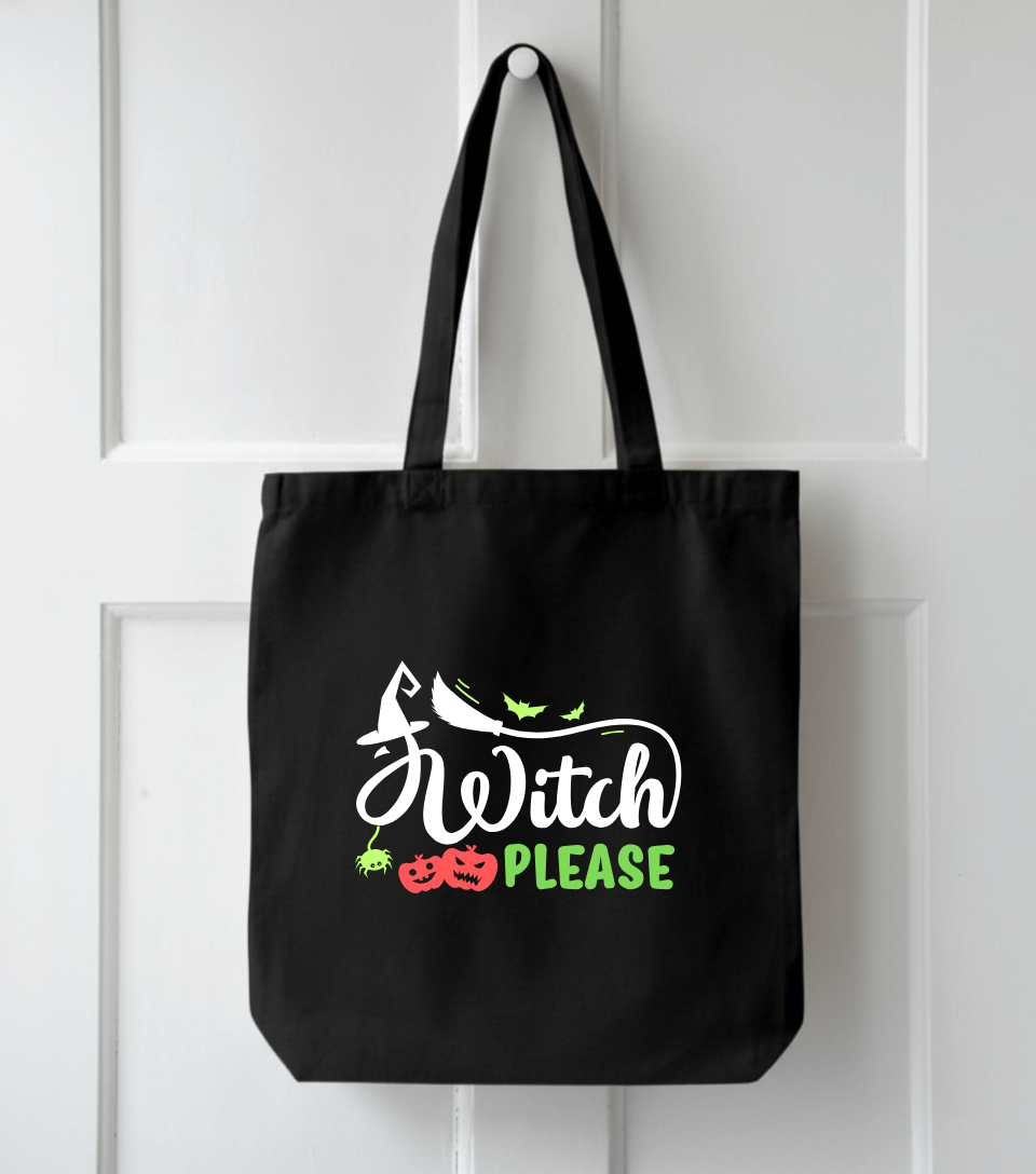 Witch Please – Black Cotton Tote Bag - Image 2