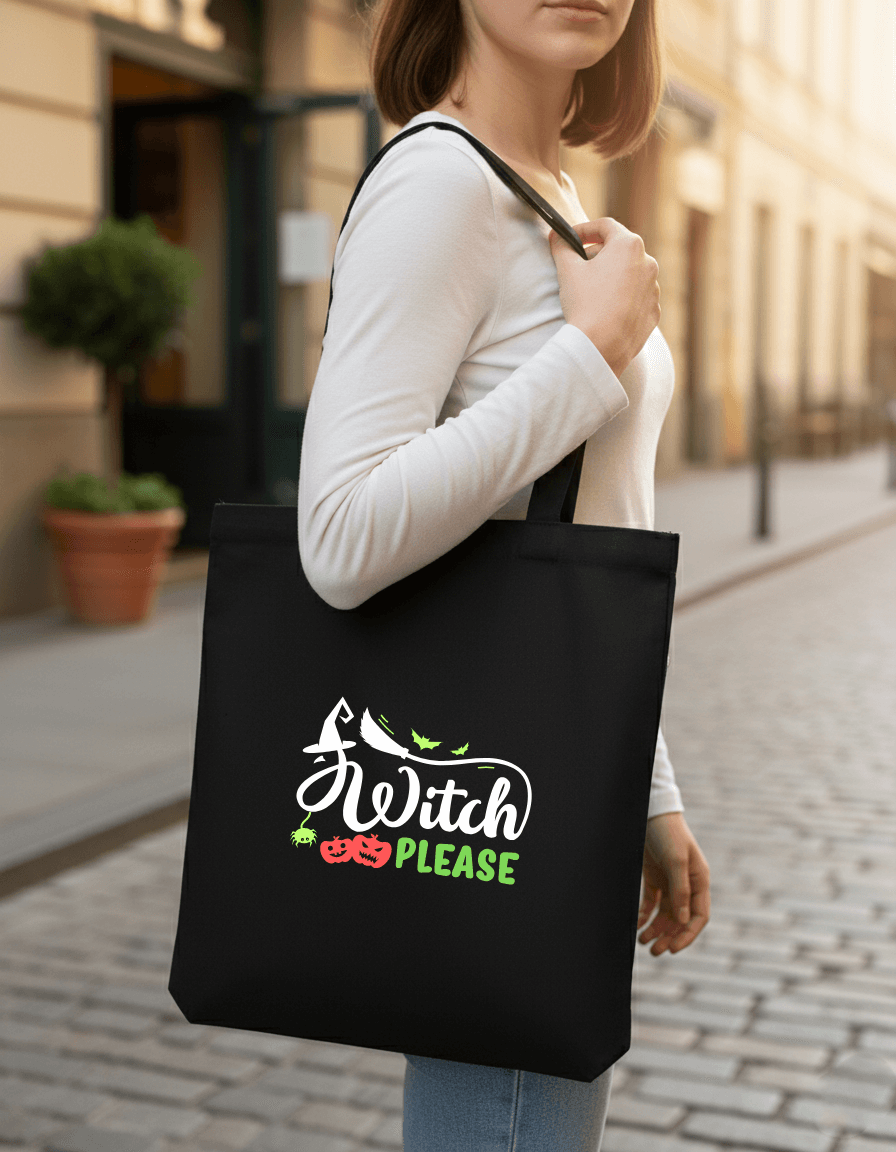 Witch Please – Black Cotton Tote Bag